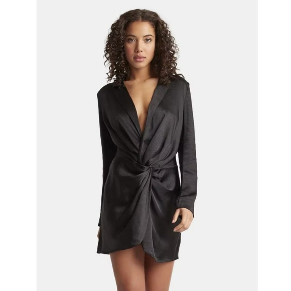 nwt Choosy Martini Plunge twist Mini Dress in Black lbd